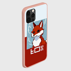 Чехол для iPhone 12 Pro Max Пиксельная лиса с надписью fox, цвет: 3D-светло-розовый — фото 2