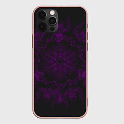 Чехол для iPhone 12 Pro Max Фиолетовый узор, цвет: 3D-светло-розовый