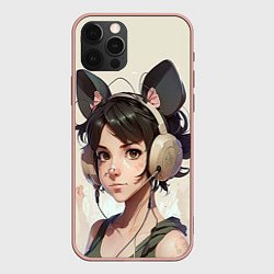 Чехол для iPhone 12 Pro Max Девушка в стиле аниме с ушками, цвет: 3D-светло-розовый