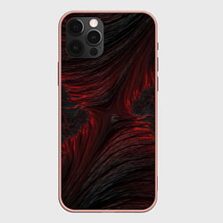 Чехол для iPhone 12 Pro Max Бордовые разводы, цвет: 3D-светло-розовый