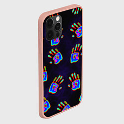 Чехол для iPhone 12 Pro Max Ладони тепловизор: черный фон - паттерн, цвет: 3D-светло-розовый — фото 2