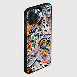 Чехол для iPhone 12 Pro Max Иредзуми: дракон и лис, цвет: 3D-черный — фото 2