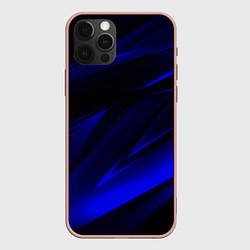Чехол для iPhone 12 Pro Max Geometry blue stripes, цвет: 3D-светло-розовый