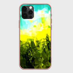 Чехол для iPhone 12 Pro Max Green abstract colors, цвет: 3D-светло-розовый