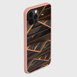 Чехол для iPhone 12 Pro Max Объёмные оранжевые линии и серые фигуры, цвет: 3D-светло-розовый — фото 2