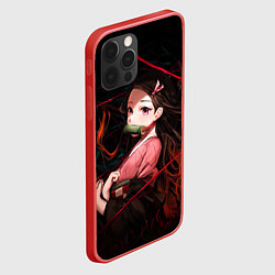 Чехол для iPhone 12 Pro Max Nezuko Demon Slayer art, цвет: 3D-красный — фото 2