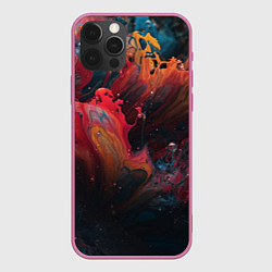 Чехол для iPhone 12 Pro Max Разноцветные брызги краски, цвет: 3D-малиновый
