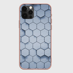 Чехол для iPhone 12 Pro Max Соты с черной полосой, цвет: 3D-светло-розовый