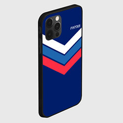 Чехол для iPhone 12 Pro Max Полосы - триколор Россия: темно-синий, цвет: 3D-черный — фото 2