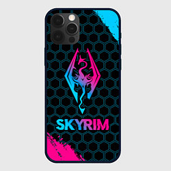 Чехол для iPhone 12 Pro Max Skyrim - neon gradient, цвет: 3D-черный