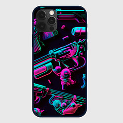 Чехол для iPhone 12 Pro Max Неоновый пистолет, цвет: 3D-черный