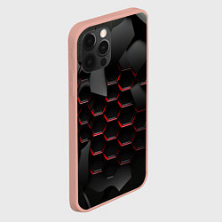 Чехол для iPhone 12 Pro Max Красные изогнутые соты, цвет: 3D-светло-розовый — фото 2