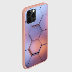Чехол для iPhone 12 Pro Max Металлические шестиугольники, цвет: 3D-светло-розовый — фото 2