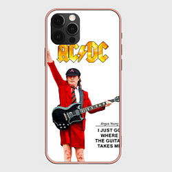 Чехол для iPhone 12 Pro Max Ангус Янг рок группа ACDC, цвет: 3D-светло-розовый