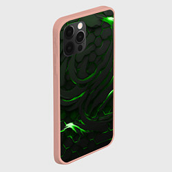 Чехол для iPhone 12 Pro Max Разломленные плиты с зеленым пламенем, цвет: 3D-светло-розовый — фото 2