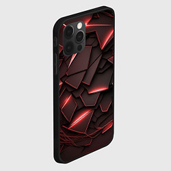 Чехол для iPhone 12 Pro Max Красные элементы с неоновым свечением, цвет: 3D-черный — фото 2