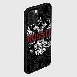 Чехол для iPhone 12 Pro Max Герб России с надписью Russia, цвет: 3D-черный — фото 2