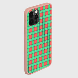 Чехол для iPhone 12 Pro Max Клетчатый зелено -оранжевый паттерн, цвет: 3D-светло-розовый — фото 2