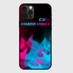 Чехол для iPhone 12 Pro Max Counter Strike 2 - neon gradient: символ сверху, цвет: 3D-черный