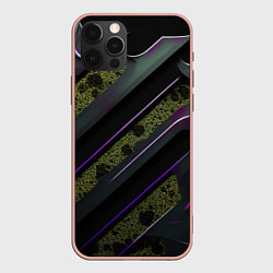 Чехол для iPhone 12 Pro Max Фиолетовые и зеленые вставки, цвет: 3D-светло-розовый