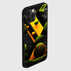 Чехол для iPhone 12 Pro Max Объемные зеленые листья, цвет: 3D-черный — фото 2