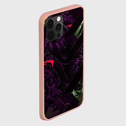 Чехол для iPhone 12 Pro Max Фиолетовая текстура с зелеными вставками, цвет: 3D-светло-розовый — фото 2