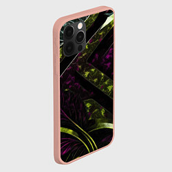 Чехол для iPhone 12 Pro Max Темные фиолетовые и зеленые вставки, цвет: 3D-светло-розовый — фото 2