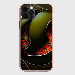 Чехол для iPhone 12 Pro Max Зеленые объемные объекты, цвет: 3D-светло-розовый