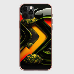 Чехол для iPhone 12 Pro Max Зеленая абстракция, цвет: 3D-светло-розовый