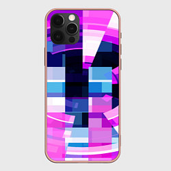 Чехол для iPhone 12 Pro Max Розовые фигуры и глитчи, цвет: 3D-светло-розовый