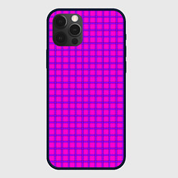 Чехол для iPhone 12 Pro Max Малиновый неоновый клетчатый узор, цвет: 3D-черный