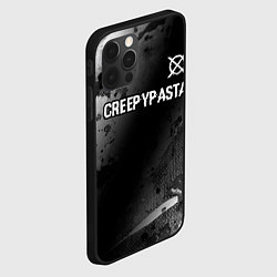 Чехол для iPhone 12 Pro Max CreepyPasta glitch на темном фоне: символ сверху, цвет: 3D-черный — фото 2