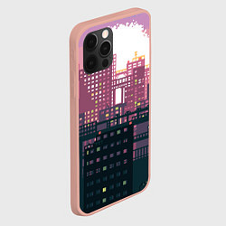 Чехол для iPhone 12 Pro Max Пиксельный пейзаж города - закат, цвет: 3D-светло-розовый — фото 2