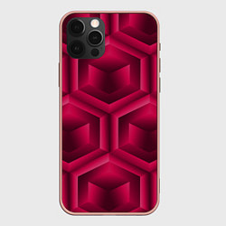Чехол для iPhone 12 Pro Max Многоугольник и куб, цвет: 3D-светло-розовый