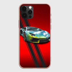 Чехол для iPhone 12 Pro Max Итальянский суперкар Lamborghini Reventon, цвет: 3D-светло-розовый