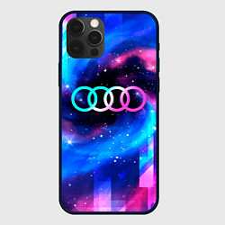 Чехол для iPhone 12 Pro Max Audi неоновый космос, цвет: 3D-черный