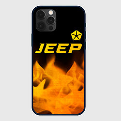 Чехол для iPhone 12 Pro Max Jeep - gold gradient: символ сверху, цвет: 3D-черный