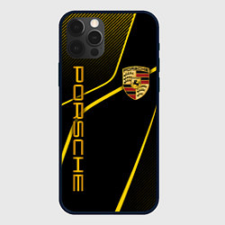 Чехол для iPhone 12 Pro Max Porsche - Gold line, цвет: 3D-черный