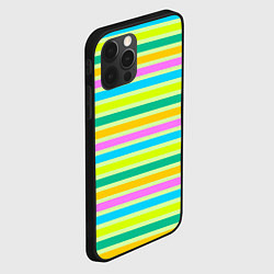 Чехол для iPhone 12 Pro Max Желто-зеленый полосатый узор, цвет: 3D-черный — фото 2