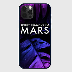 Чехол для iPhone 12 Pro Max Thirty Seconds to Mars neon monstera, цвет: 3D-черный