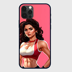 Чехол для iPhone 12 Pro Max Спортивная девушка с прессом, цвет: 3D-черный