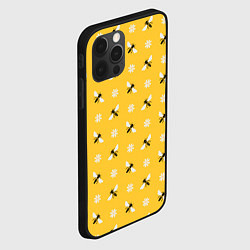 Чехол для iPhone 12 Pro Max Пчелы и цветы паттерн, цвет: 3D-черный — фото 2