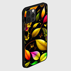 Чехол для iPhone 12 Pro Max Листья и бабочки, цвет: 3D-черный — фото 2