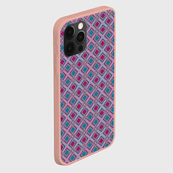 Чехол для iPhone 12 Pro Max Геометрический узор в темных красном и синем цвете, цвет: 3D-светло-розовый — фото 2