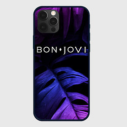Чехол для iPhone 12 Pro Max Bon Jovi neon monstera, цвет: 3D-черный