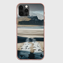 Чехол для iPhone 12 Pro Max Дорога на черный пляж Исландии, цвет: 3D-светло-розовый