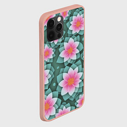 Чехол для iPhone 12 Pro Max Цветы с оптическим эффектом, цвет: 3D-светло-розовый — фото 2