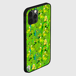 Чехол для iPhone 12 Pro Max Зеленые волнистые попугайчики, цвет: 3D-черный — фото 2