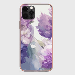 Чехол для iPhone 12 Pro Max Сирень и Пионы Акварель, цвет: 3D-светло-розовый