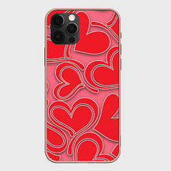 Чехол для iPhone 12 Pro Max Love hearts, цвет: 3D-светло-розовый